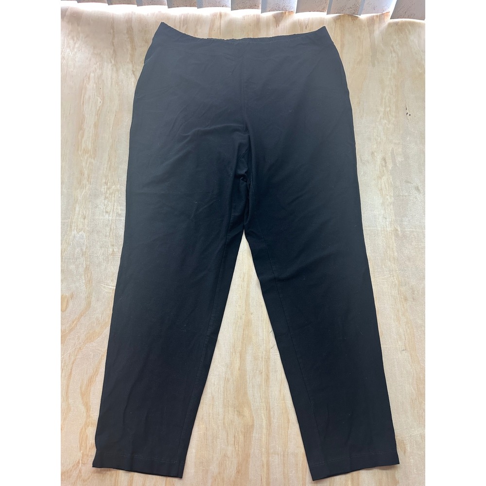 Eileen Fisher Black Stretch Jersey Tapered Leg Pull On Pants RN78121 Women L